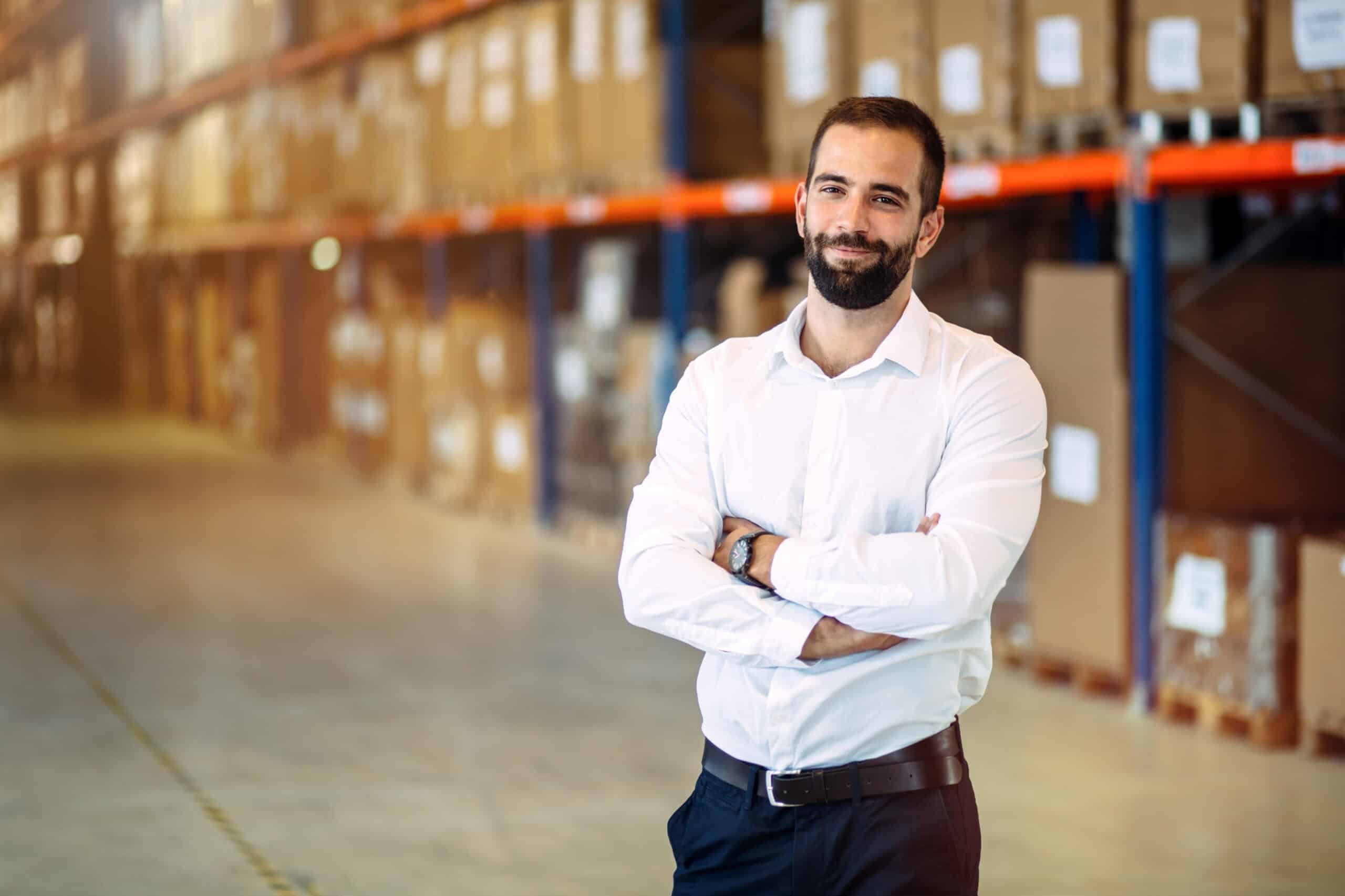 Logistics manager warehouse portrait